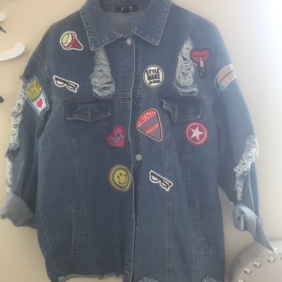 Denim jacket with patches - Picture 2 of 3